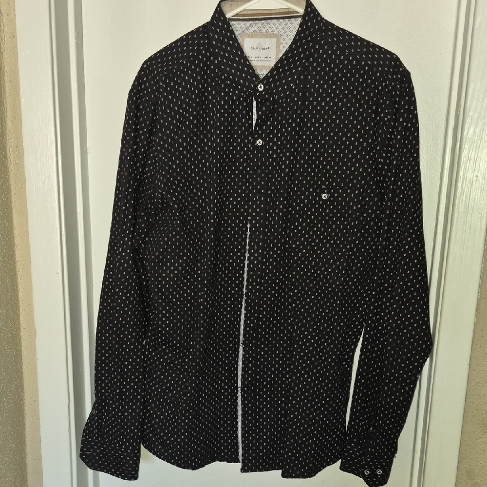 Black and White Patterned Button-Up Shirt